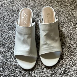 Matisse White Leather Block Heel Mules - NEW!